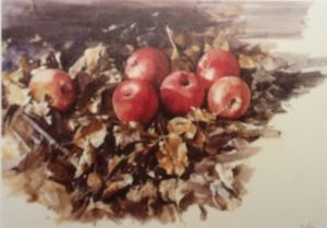 りんごのある風景　パステル・水彩　46.7×67.0　1988　当館.JPG
