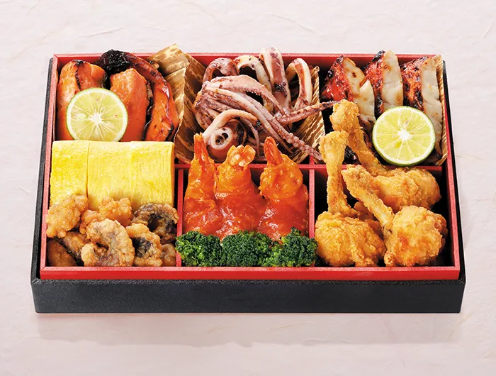 惣菜人気の西京焼と大海老チリソースの迎春盛合せ