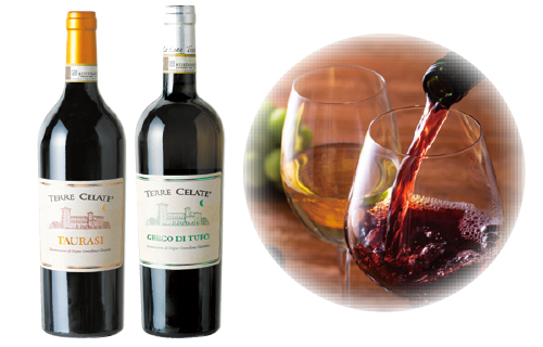 ギフトボックス入り イタリア直輸入DOCGワイン紅白セット （タウラージ（赤）750ml、グレコ ディ トゥーフォ（白）750ml）