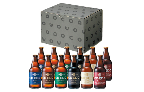 コエドプレミアムセット（毬花・瑠璃・伽羅・白・漆黒・紅赤、333ml瓶各2本）※冷蔵配送